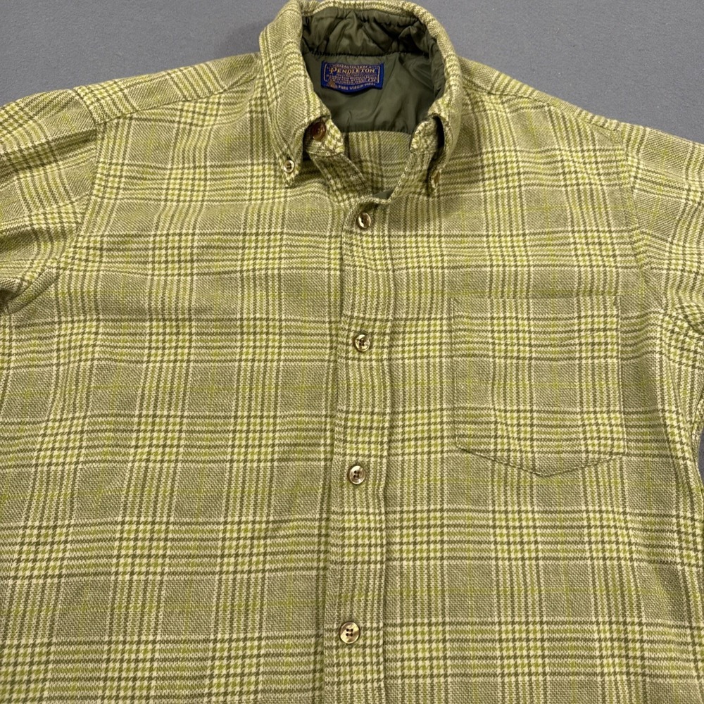FLANNEL SHIRT JACKET Pendleton MEN MED Wool Shirt Plaid L/S RUNS SMALL